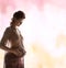 Silhouette picture of pregnant beautiful woman