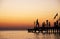 Silhouette pier with beautiful sunrise sky