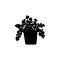 silhouette pilea houseplant. Indoor potted plant vector outline black and white doodle illustration.