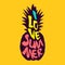 The silhouette of pineapple and colored text I Love Summer. Vector