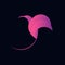 Silhouette of a pink-purple bird of paradise on a dark background. The design is suitable for logo, decor, pictures, decoration