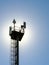 Silhouette of the platform on the top of the cell tower