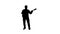 silhouette of a playing musician on a white background