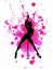 Silhouette pole dance exotic on pink blot