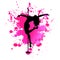 Silhouette pole dance exotic on pink blot