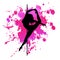 Silhouette pole dance exotic on pink blot