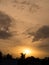 Silhouette of Pondicherry rooftops at sunrise