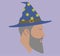Silhouette. Portrait. Wizard with hat. Male head. Avatar. Magician. Man head silhouette. Bearded man. Man Flat illustration.