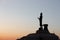 Silhouette Of The Posture Of Walking Buddhist Statue