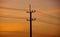 Silhouette power electric pole in evening time