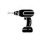 Silhouette Power screwdriver icon. Outline logo of hand drilling machine. Black simple illustration of professional tool,