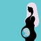 Silhouette of a pregnant woman with developing fetus