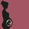 Silhouette of a pregnant woman with developing fetus