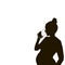 Silhouette of a pregnant woman with a glass of water