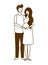Silhouette of pregnant woman with husband standing