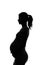 Silhouette of a pregnant woman on a white background