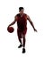 Silhouette of professional sportsman playing basketball on white background