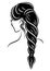 Silhouette profile of a cute lady`s head. The girl shows the female hairstyle braid on medium and long hair. Suitable for