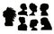 Silhouette profile group of a women of diverse culture. Diversity multi-ethnic and multiracial people set. Diversity