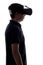 Silhouette profile of man in virtual reality glasses