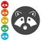 Silhouette of a raccoon icons set - Illustration