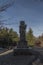 Silhouette of Radegast statue on road between Pustevny and Radhost hill