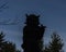 Silhouette of Radegast statue on road between Pustevny and Radhost hill