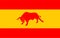 Silhouette of a raging bull on the Spanish flag