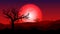 silhouette rainless landscape;blood moon on desert at twilight;desert in summer season;desert wallpaper or