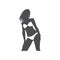 Silhouette relaxed beach woman in white bikini wet hair summer travel vacation spa resort vector