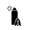 Silhouette repellent. Outline aerosol spray can, insect icon. Black simple illustration of disinfectant, anti-moth, skin