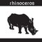 Silhouette Rhino In Grunge Design Style Animal Icon