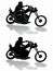 Silhouette of rider on motorbike , vector drawing