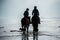 Silhouette of Riders at the beach riding horses