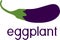 Silhouette of ripe purple eggplant with title