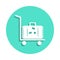 silhouette of rolling luggage trolly or cart with luggage on it icon in badge style. One of travel collection icon can be used for