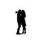 Silhouette Romantic Couple Lovers Embrace Man And Woman Kiss