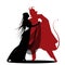 Silhouette of romantic devil dancing with a lady. Halloween dance.