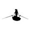 Silhouette of rowing asian person