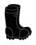 Silhouette of rubber boots. Garden rubber boots - vector black silhouette for logo or pictogram. Badge or icon Rain boots. Gardeni