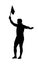 Silhouette - Rugby Assistant Referee Holding Flag