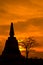 Silhouette ruined pagoda, Thailand