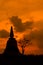 Silhouette ruined pagoda, Thailand