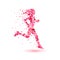 Silhouette of a running girl of rose petals. Female race emblem