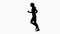 Silhouette running girl. Silhouette. White