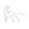Silhouette of a running horse drawn in a continuous line. Design suitable for emblem, equestrian club logo, mascot, decoration