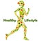 Silhouette of a running woman, filled with icons of vegetables. Healthy lifestyle illustration icon set for infographics.