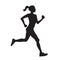 Silhouette of running woman profilec simple black icon, vector e