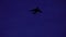 Silhouette of Russian heavy cargo airplane flying high in the evening sky