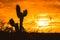 Silhouette of Saguaro Cactus at Sunset